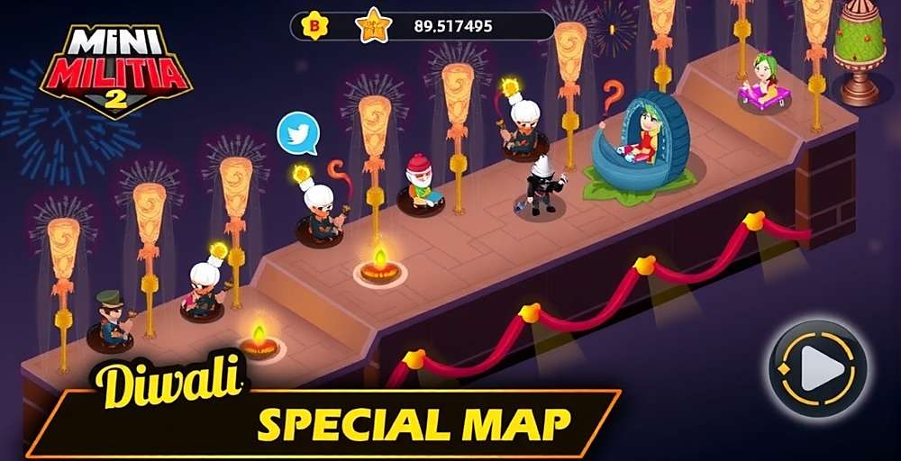 Mini Militia - Doodle Army 2 Diwali Event Mini Militia - Doodle Army 2 Diwali special event showing festive map with lights and fireworks